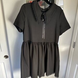 Chic Black Dress with Lace Trim